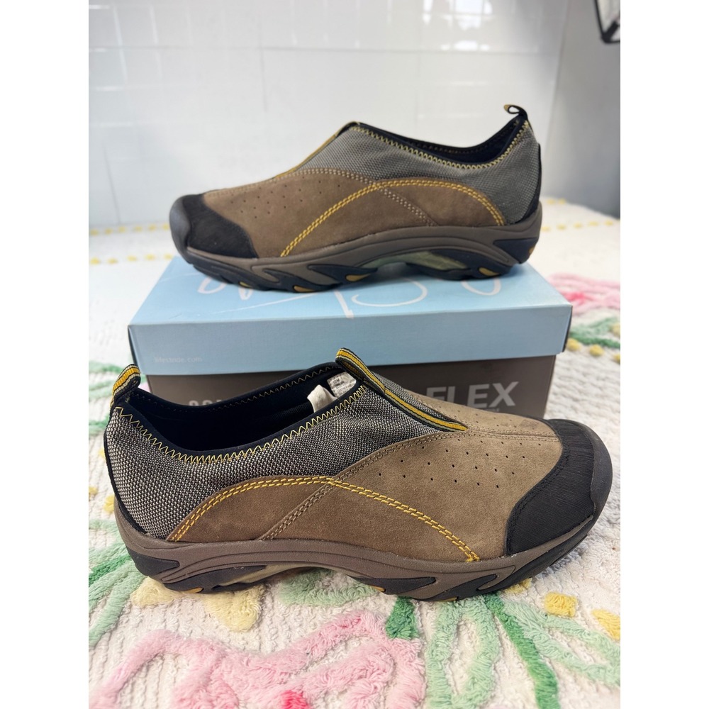 Bass‎ Agoura Mens Brown Leather Slip On Hiking Walking Shoes Size 10M